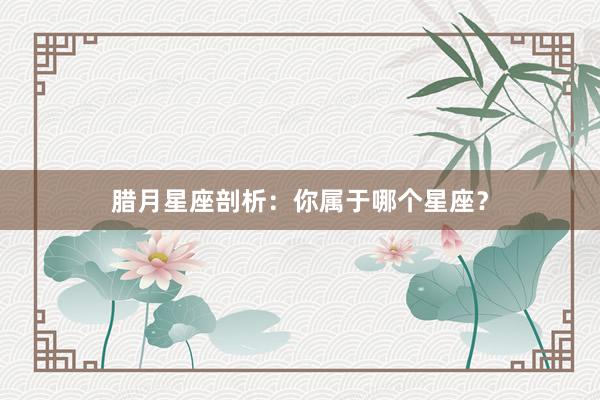 腊月星座剖析:你属于哪个星座?