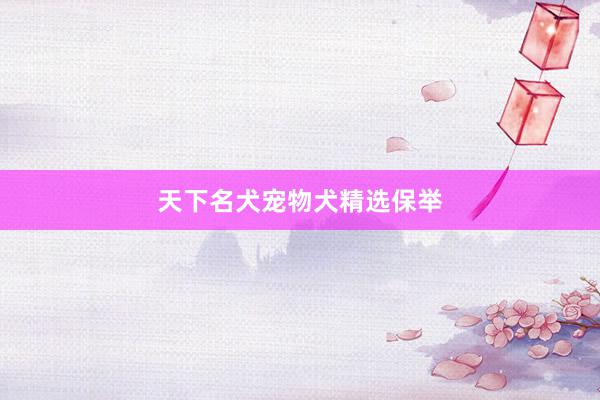 天下名犬宠物犬精选保举